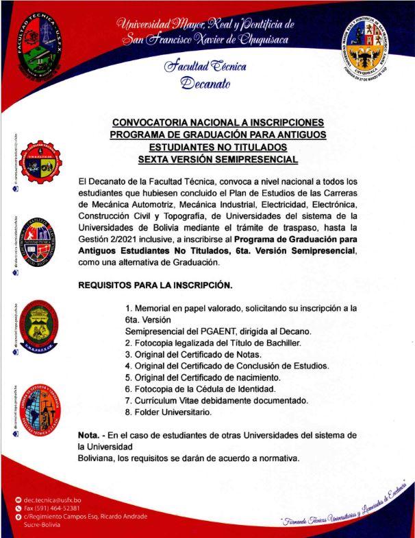 CONVOCATORIA: Programa de Graduación para Antiguos Estudiantes No Titulados – Versión VI (Semipresencial)