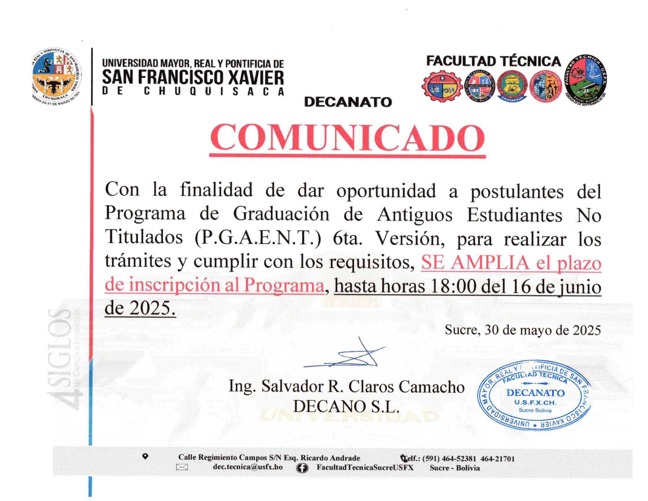 Ampliación inscripción Programa de Graduación para antiguos estudiantes no titulados