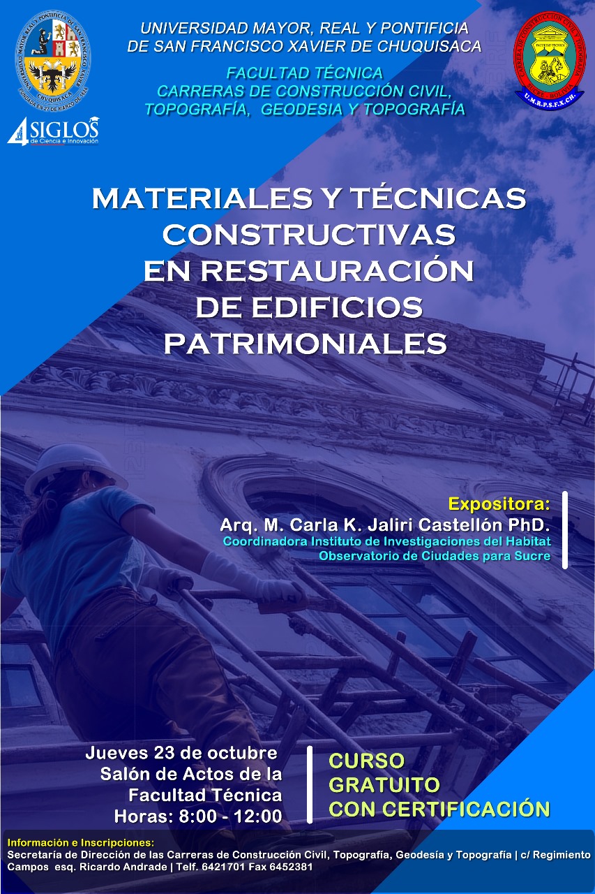 Curso “Materiales y Técnicas Constructivas en Restauración de Edificios Patrimoniales”